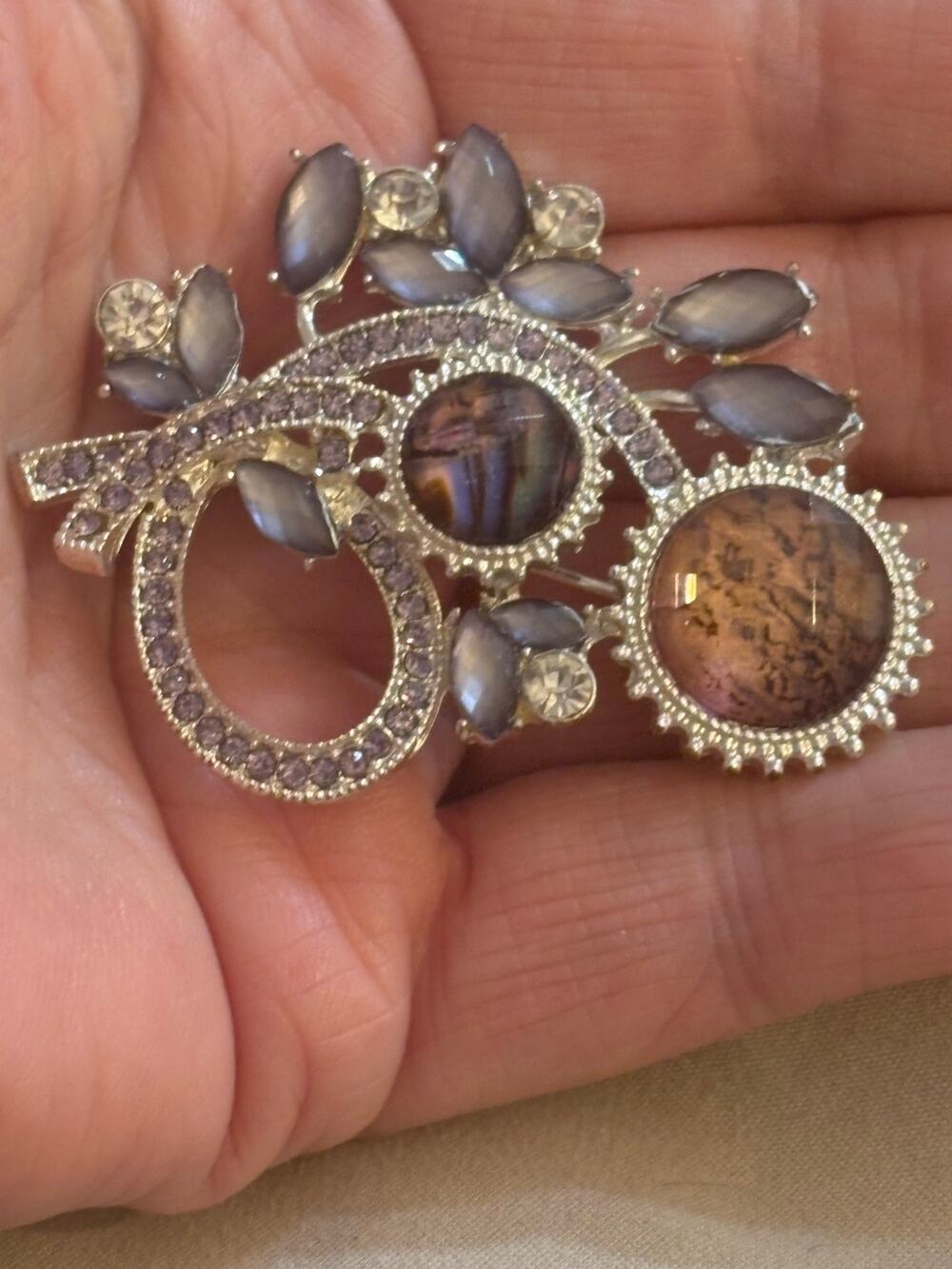 Vintage Napier Purple Rhinestone Floral Brooch
